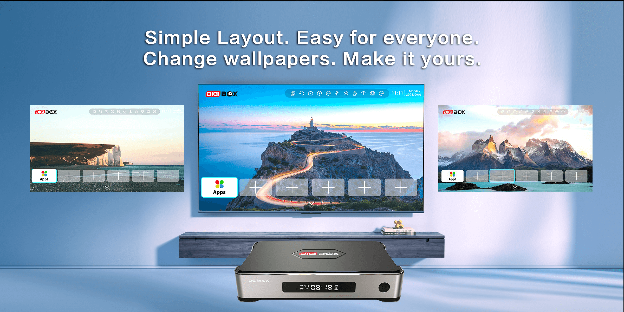 Change wallpapers.Simple Layout